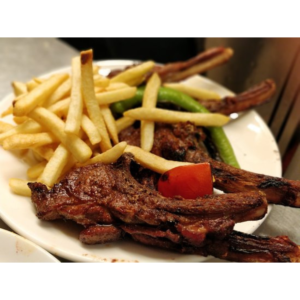 Lamb ribs and chips