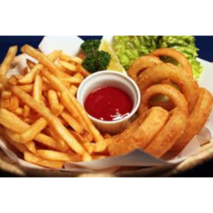 Onion rings ( 8 pcs ) with fries