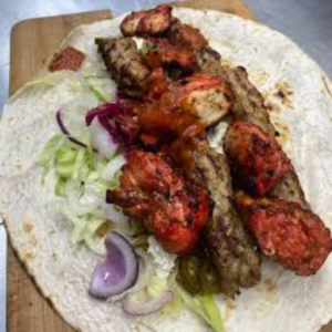 kofta and chicken shish kebab