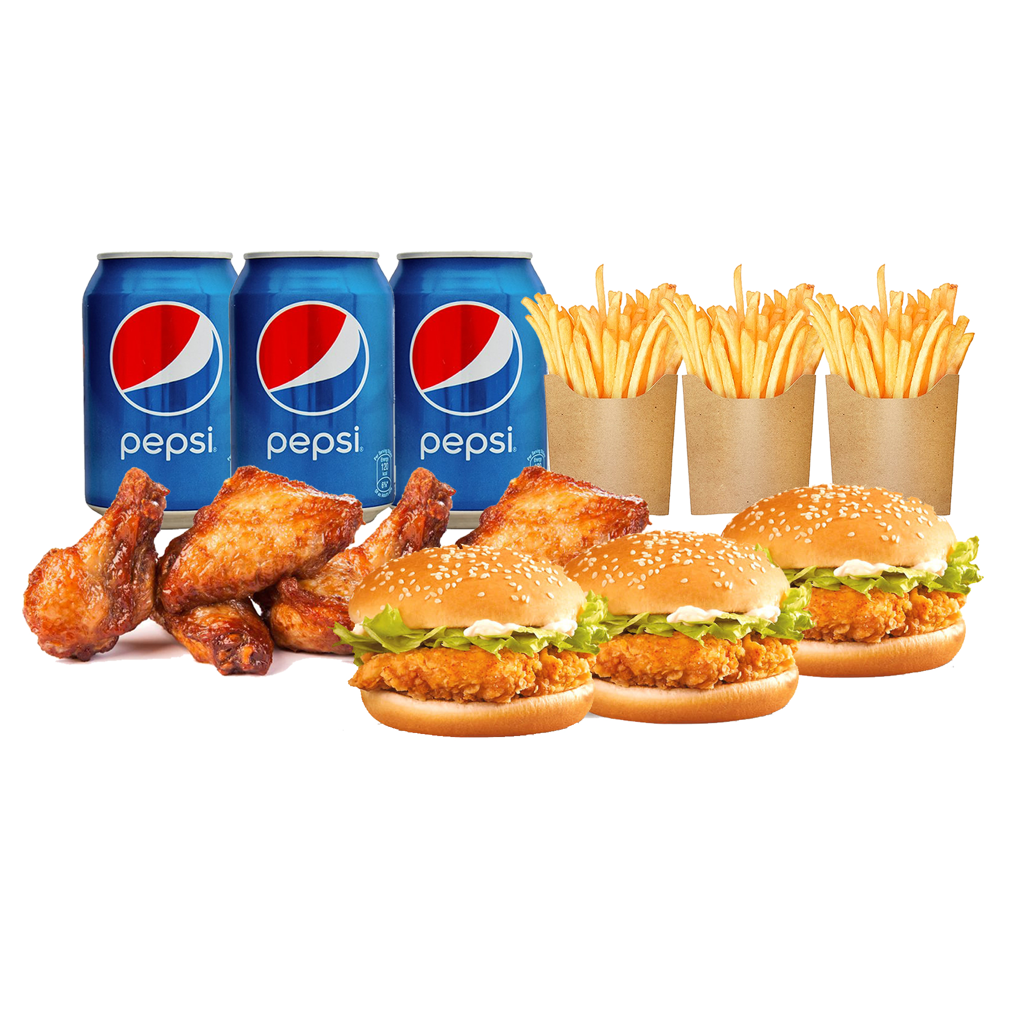 D #25: FILLET BURGER MEAL- 3 Person