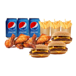 D #28: 3 HALF POUNDEDER BURGER MEAL- 3 Person